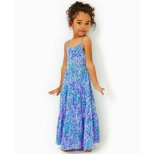 Lilly Pulitzer Girls Harleigh Maxi Dress Floral Printed Sleeveless S 4-5 287004